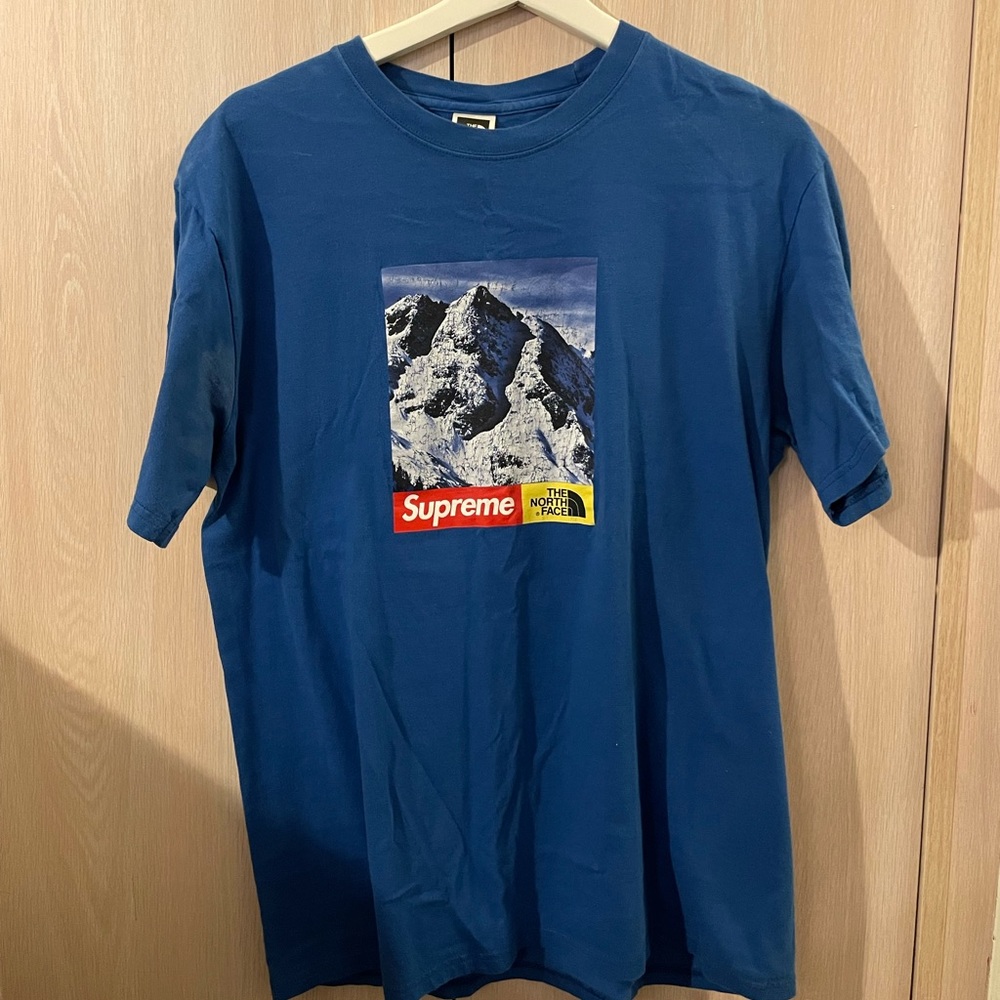 Supreme x The North Face TNF mountain t-shirt blue size medium
